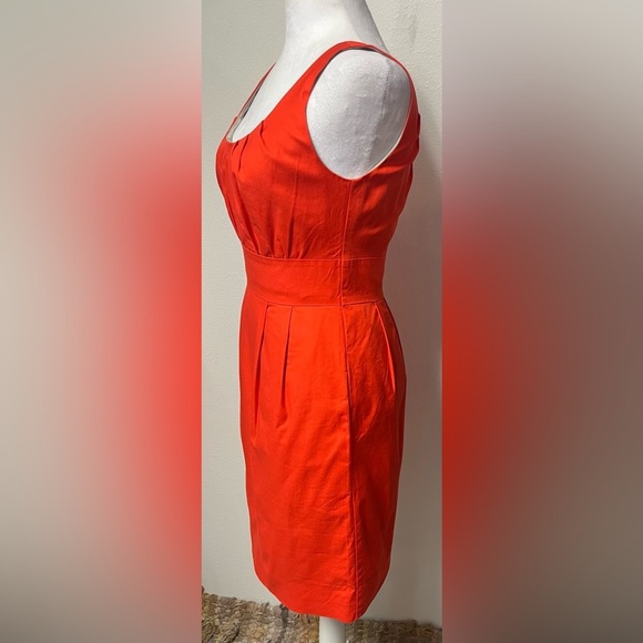 J. Crew Sleeveless Sheath Dress In Vibrant Orange Preppy Classy Chic Office - Picture 4 of 6